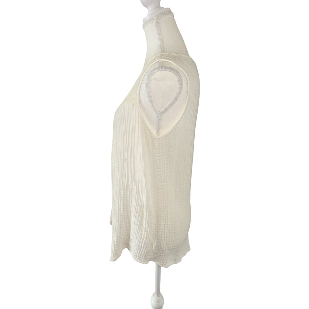 Knox Rose Cream Embroidered Cotton Tank Top Medium Boho Sleeveless - Picture 4 of 7